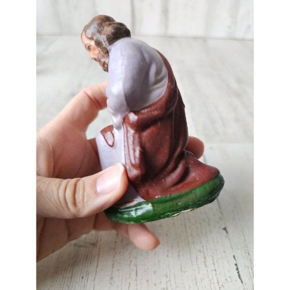 Vintage Germany Shepherd Joseph paper mache religious statue figuring Xmas - Picture 2 of 8
